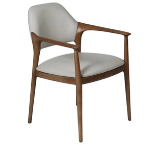 Modern Solid Wood <b>Dining</b> <b>Chair</b> Upholstered Faux Leather Seat Back Midcentury Design for Home <b>Dining</b> Use - Product Image 3