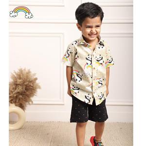 ลายหมีแพนด้าครึ่งแขนกับเสื้อพิมพ์สีรุ้ง-ครีม - Product Image 5