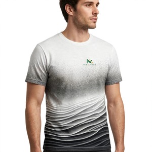 Camiseta Personalizada con Estampado Completo en Degradado de Dunas de Arena Blancas y Negras, Camiseta de Algodón para Hombre, Estilo Urbano, Arte Abstracto, Venta al Por Mayor OEM - Product Image 2