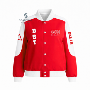 Delta |   Sigma |   Blouson de course en sergé de coton Theta Sorority pour femme, veste de sport universitaire, blouson de motard haute performance, vêtement d'extérieur - Product Image 1