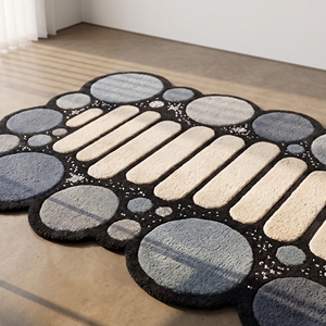 Hand Tufted Pebble <b>Runner</b> <b>Rug</b> Black Blue Grey Ivory Wool Carpet Modern Organic Hallway <b>Runner</b> Custom - Product Image 4