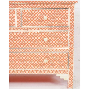Coastal Style 4-Drawer <b>Chest</b> with Fishscale Pattern for Bedroom or Living Room <b>Storage</b> - Product Image 4