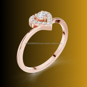 GOLD IDEAS Bague de mariage ethnique pour femme en or plaqué 14 carats avec halo de diamants de laboratoire, bijoux fins - Product Image 1