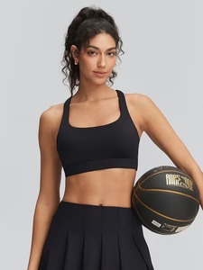 Ladies Arched Back Sport Brassiere Breathable Cutout Running Vest High Elasticity Athletic Crop Top Removable <b>Pads</b> Wholesale - Product Image 1