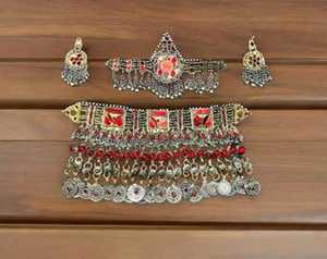 Competitive Price 4 Piece Afghan Kuchi Jewelry Collection Necklace & Earrings <b>Sets</b> With Custom Stone Embroidery - Product Image 5