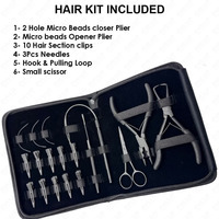 Conception personnalisée Logo personnalisé Noir Kit d'outils professionnels d'extension de cheveux 17 pièces Micro Ring Bead Application Set