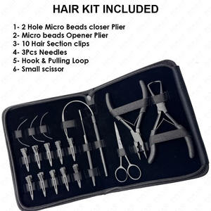 Kit de herramientas de extensión de cabello profesional negro con logotipo personalizado de diseño personalizado Juego DE APLICACIÓN DE CUENTAS DE microanillo de 17 piezas - Product Image 6