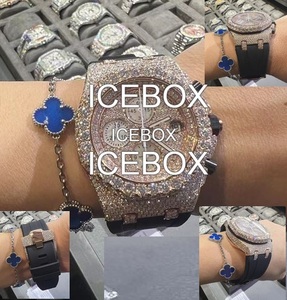 Montre numérique personnalisée sertie de diamants VVS Moissanite, bracelet en acier inoxydable avec fermoir, style Hip-Hop, testée au diamant testeur. - Product Image 1