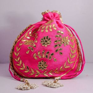 EVENING EMBROIDERED BEADED DRAWSTRING <b>Potli</b> <b>Bag</b> Evening Party Handbag Bridal Wedding Purse Jewelry Cosmetics Packaging - Product Image 3