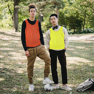 Reversible football <b>training</b> pinnies mesh sports vest breathable gym scrimmage team kids practice soccer jersey - Product Image 5