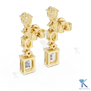 Boucles d'oreilles pendantes en diamant CVD de forme mixte cultivé en laboratoire, poire, ovale, taille émeraude, en or massif 14K 18K, bijoux de luxe raffinés pour femme, idéales pour les mariages - Product Image 4