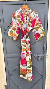 Cotton <b>Plus</b> <b>Size</b> <b>Kimono</b> Dress Long Vintage Flower Floral Print Loose Fit <b>Kimonos</b> Casual Women Boho Robes Oversize <b>Kimonos</b> Dress - Product Image 3