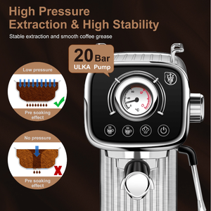 Macchina per Espresso Compatta Italiana 20Bar W1002P292362, 1350W Semi-Automatica con Opzione Doppia Lente e Montalatte - Product Image 3