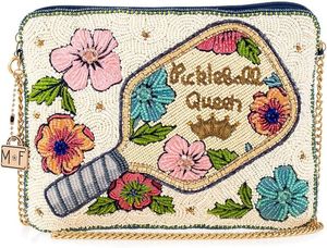 Pickleball Embroidery Glass <b>Seed</b> Beaded Customized Color Letterpress Printed Coin Purse Floral Design Mini Cosmetic Bag Gaming - Product Image 1