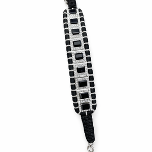 Rhaya Jewels Pulsera de plata de ley con ónix negro, corte esmeralda, estilo bohemio, chapada en rodio, forma hexagonal, 7x5 mm - Product Image 3