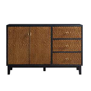 Modern Solid Wood Sideboard Console <b>Cabinet</b> Textured Storage <b>Buffet</b> Black and Gold Living Room Dining Room <b>Buffet</b> Table - Product Image 2