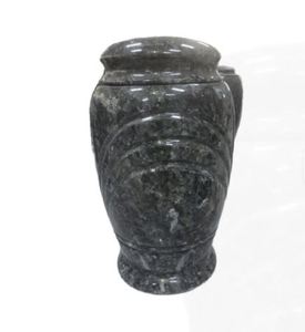 Urne funéraire moderne de luxe en granit gris personnalisée avec couvercle, vase de table pour cimetière et décoration de sanctuaires - Product Image 1