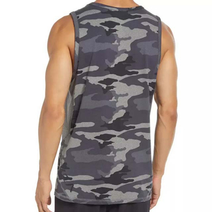 New Wholesale Men Grey <b>Camo</b> Printed Light Weight Fabric O Neck Style Fitness Tanktop Quick Dry And Breathable Oem Services - Product Image 2