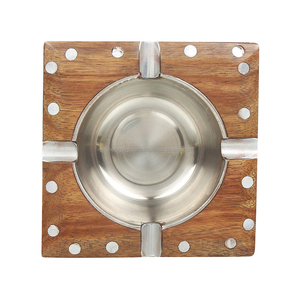 Cenicero de Cigarrillos y Cigarros de Madera Natural con Diseño Moderno, Cuenco Metálico Profundo, Universal, Marca Internacional, Precio al por Mayor, Calidad Lujosa - Product Image 4