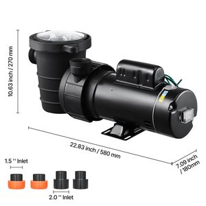 Pompa per Piscina a Doppia Velocità 2HP/0.44HP 110V 3450 RPM con Portata Elevata (56 Piedi) di 118 GPM e Portata Bassa (14 Piedi) di 57 GPM - Product Image 5