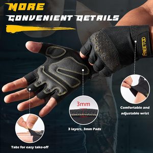 <b>Fingerless</b> Workout <b>Gloves</b> for <b>Men</b>, Padded Palm Weight Lifting <b>Gloves</b> Anti-slip Breathable Lightweight, Palm Protection, - Product Image 2