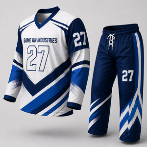 Best Supplier New Arrival Easy To Wear Comfortable Trendy Product Blue White Color Sublimated Customized Made Ice Hockey Uniform - Product Image 4