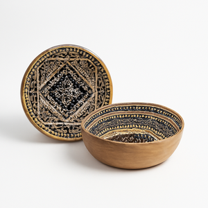 Fournitures du Ramadan, bol à collation en bois émaillé imprimé pour l'iftar, fabriqué en bois de manguier islamique - Product Image 2