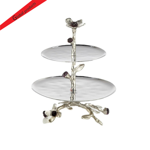 <b>Decorative</b> Silver Finished Metal 2 Tier Cake Stand For Hotel <b>Restaurant</b> And Bar Birthday Party Event <b>Decor</b> - Product Image 1
