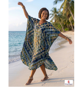 Vestido Kaftán Estampado para Mujer, Holgado, Ropa de Playa, Verano, Vacaciones, Tela Suave, Venta al Por Mayor - Product Image 1