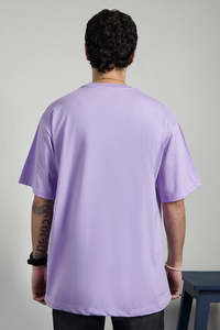 T-shirts pour hommes en coton premium, coupe ample, col rond, respirants, couleur lavande, vente chaude, prix bas au Pakistan - Product Image 2