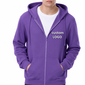 Sudadera con Capucha y Cremallera para Hombre, Color Morado, con Logotipo Personalizado, Corte Regular, 2026 - Product Image 1