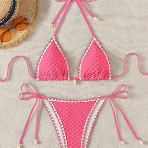 Women's Printed <b>Bikini</b> <b>Set</b> 2 Piece High Waisted Swimsuit 100 Polyester Stylish Beachwear Summer Vacation Swimwear - Product Image 4