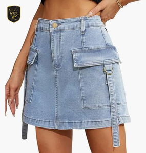 Directo de Fábrica, Pantalones Anchos de Cintura Alta para Mujer, Elegantes, Cómodos, Multifuncionales, con Botones, Otoñales, Ecológicos, Transpirables, Azules - Product Image 1