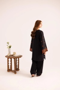 Vestido Tradicional de Algodón Negro Bordado para Mujer, Estilo Étnico Holgado para Fiestas y Bodas, Estilo India Pakistán, Casual para Todas las Temporadas - Product Image 2