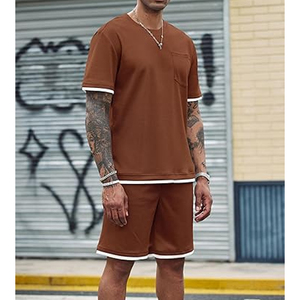 Men 2 Piece <b>Set</b> Manufacturer 220 GSM Cotton T Shirt Cargo Shorts <b>Set</b> Oversized Summer Casual OEM Custom Logo Bulk - Product Image 5
