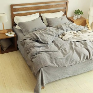 Weavetex Stone Washed <b>Blue</b> Linen <b>Duvet</b> <b>Cover</b> Set 3 Pieces Solid Color Bedding with Pillowcases - Product Image 2