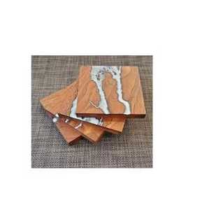 Handmade Luxury Eco-Friendly Customized Color Round Wood Coaster Wood <b>Epoxy</b> <b>Resin</b> Bulk Wholesale Mats Pads India Custom Size - Product Image 4