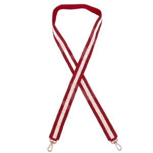 <b>Red</b> and White Seed Bead Bag Straps Fashion Accessories with Custom Shape and Design Beaded <b>Purse</b> Strap - Product Image 1