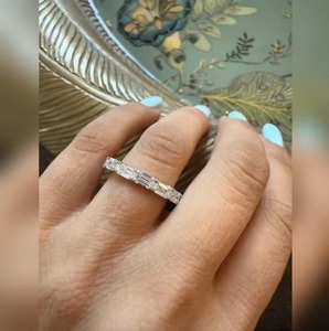 Luxury <b>Emerald</b> Cut Lab Grown Diamond <b>Ring</b> In 925 Sterling <b>Silver</b> For Women Perfect For Engagement Wedding And Anniversary Gift - Product Image 5