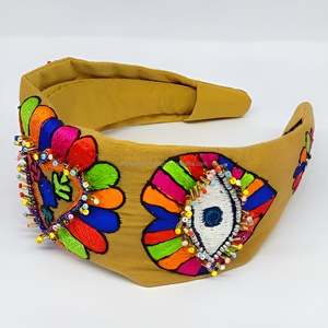 Venta al por mayor a granel personalizado tela bordada diadema hecho a mano moda accesorio para el cabello hermosas flores diadema personalizada - Product Image 5