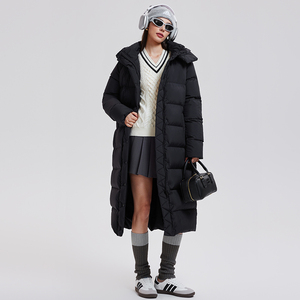 Manteau d'hiver long en duvet de canard, épais, imperméable, résistant au froid, à capuche, fermeture éclair, pour femme - Product Image 4