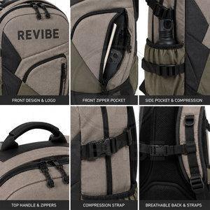 Sac à dos de randonnée imperméable REVIBE 30-40L en polyester, coque souple, léger, rectangulaire, unisexe, avec poches zippées pour une utilisation en extérieur - Product Image 6
