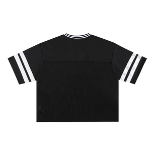 เสื้อเบสบอลตาข่ายสีดำแบบยูนิเซ็กซ์ แขนสั้น คอวี ระบายอากาศ แห้งเร็ว ผลิตจากโพลีเอสเตอร์ 100% โลโก้ด้านหน้า สำหรับผู้ใหญ่ ทุกฤดูกาล - Product Image 2