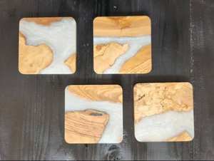 Juego de posavasos artesanales con incrustaciones de hueso y conchas pulidas, con logotipo personalizado, para regalos festivos y de lujo. - Product Image 3