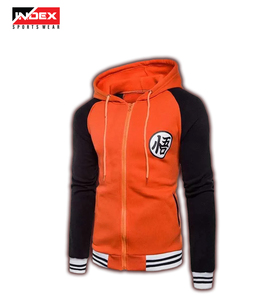 Sudadera con Capucha para Hombre INDEX, Color Naranja y Negro, Manga Raglán, Estampado de Anime, Cierre Frontal con Cremallera, Estilo Casual, Corte Regular, para Otoño - Product Image 1
