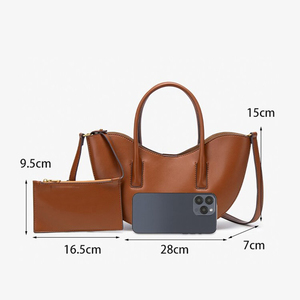Bolso de Hombro de Piel Sintética con Textura Lichee, Diseño Minimalista, Parte Superior Abierta, Correa Única de 50-65 cm de Largo, para Uso Diario en Todas las Estaciones, Poliéster - Product Image 3