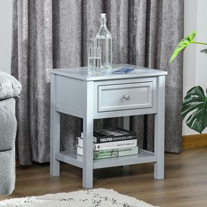 Tavolino da Salotto Grigio con Cassetto e Ripiano Inferiore per Spazi Compatti - Product Image 2