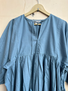 Robe longue bohème en coton à la mode 2026 avec col en V à pampilles et manches 3/4, tenue décontractée d'été pour femme - Product Image 4