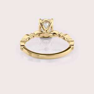 Anillo de Compromiso Vintage con Diamante Ovalado Cultivado en Laboratorio, Certificado IGI, Oro Blanco/Rosa/Amarillo de 14 Quilates, Chapado en Rodio, Engaste con Micropavé - Product Image 4