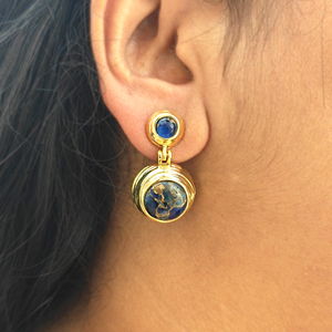 Elegantes Pendientes de Gota de Cobre con Turquesa y Zafiro Mohave Estilo Hiphop para Mujer, Chapados en Oro de 18k, Joyería de Moda para Fiestas, Regalos Atrevidos - Product Image 4